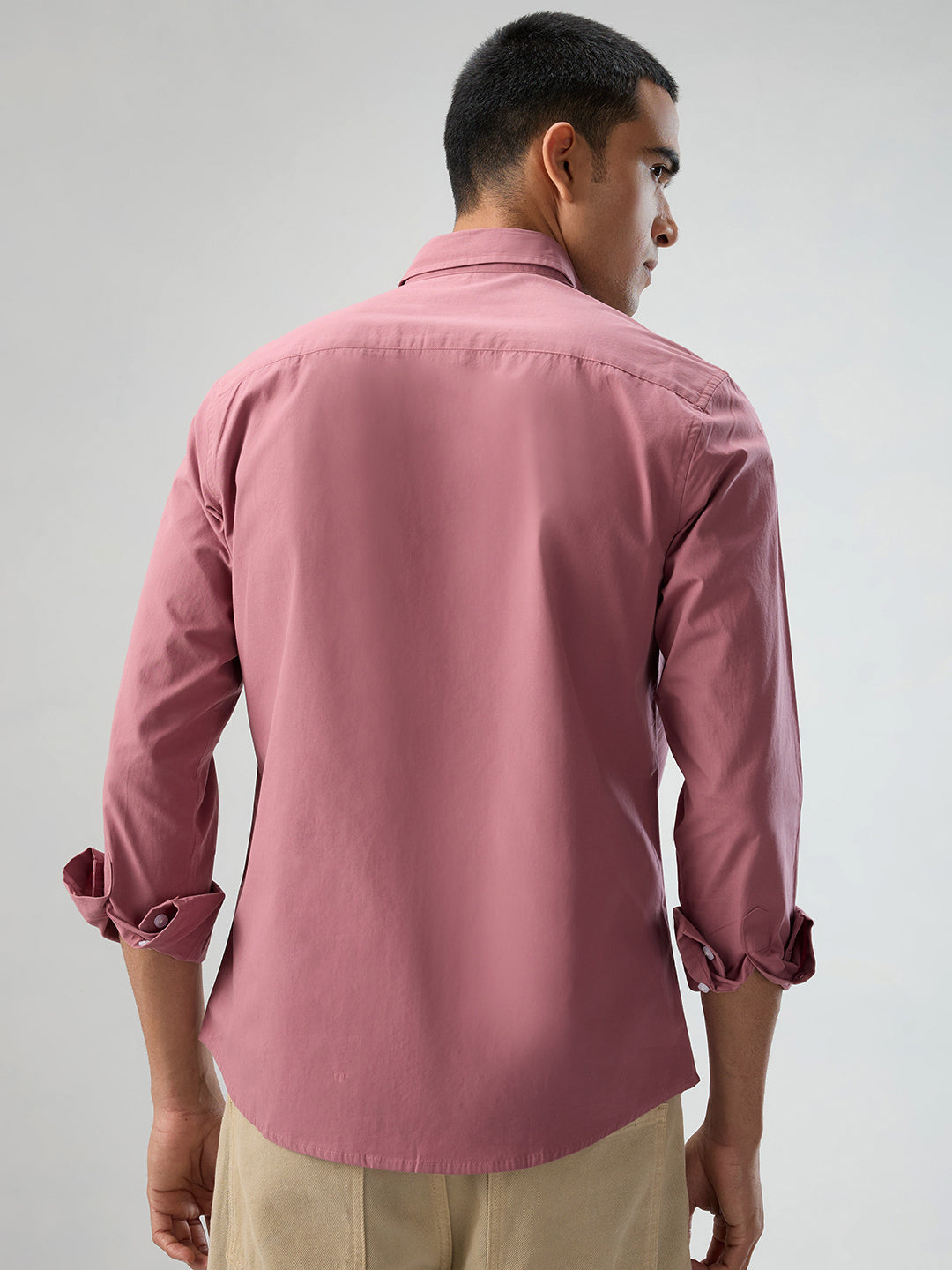 Plush Rouge Pink Peach Finish Poplin Shirt