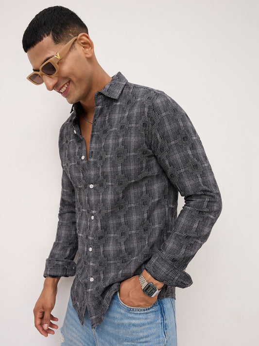 Black Eclipse Textured Casual Shirt