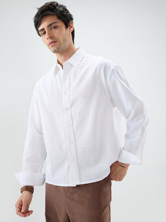 Cloud White Sheer Fine Weave Shirt