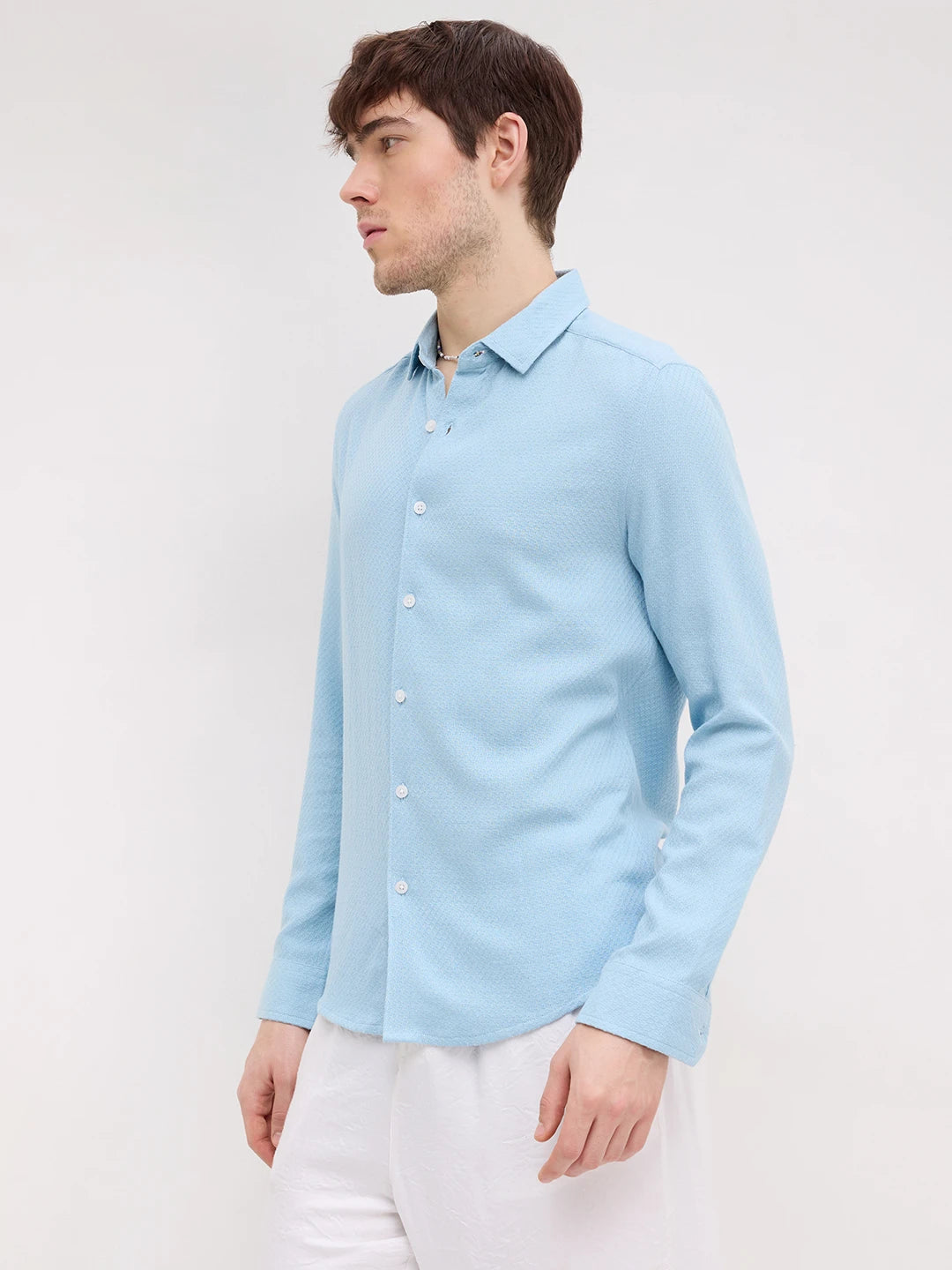 Morning Blues Artisan Weave Textured Shirt