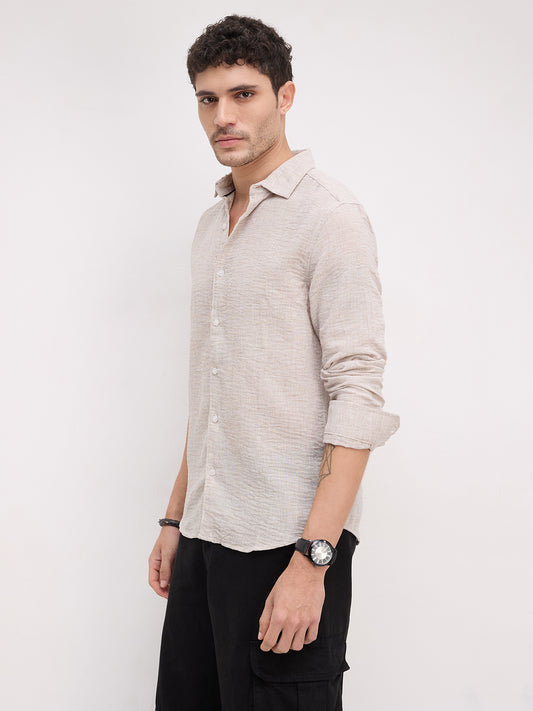 Desert Sand Beige Textured  Shirt