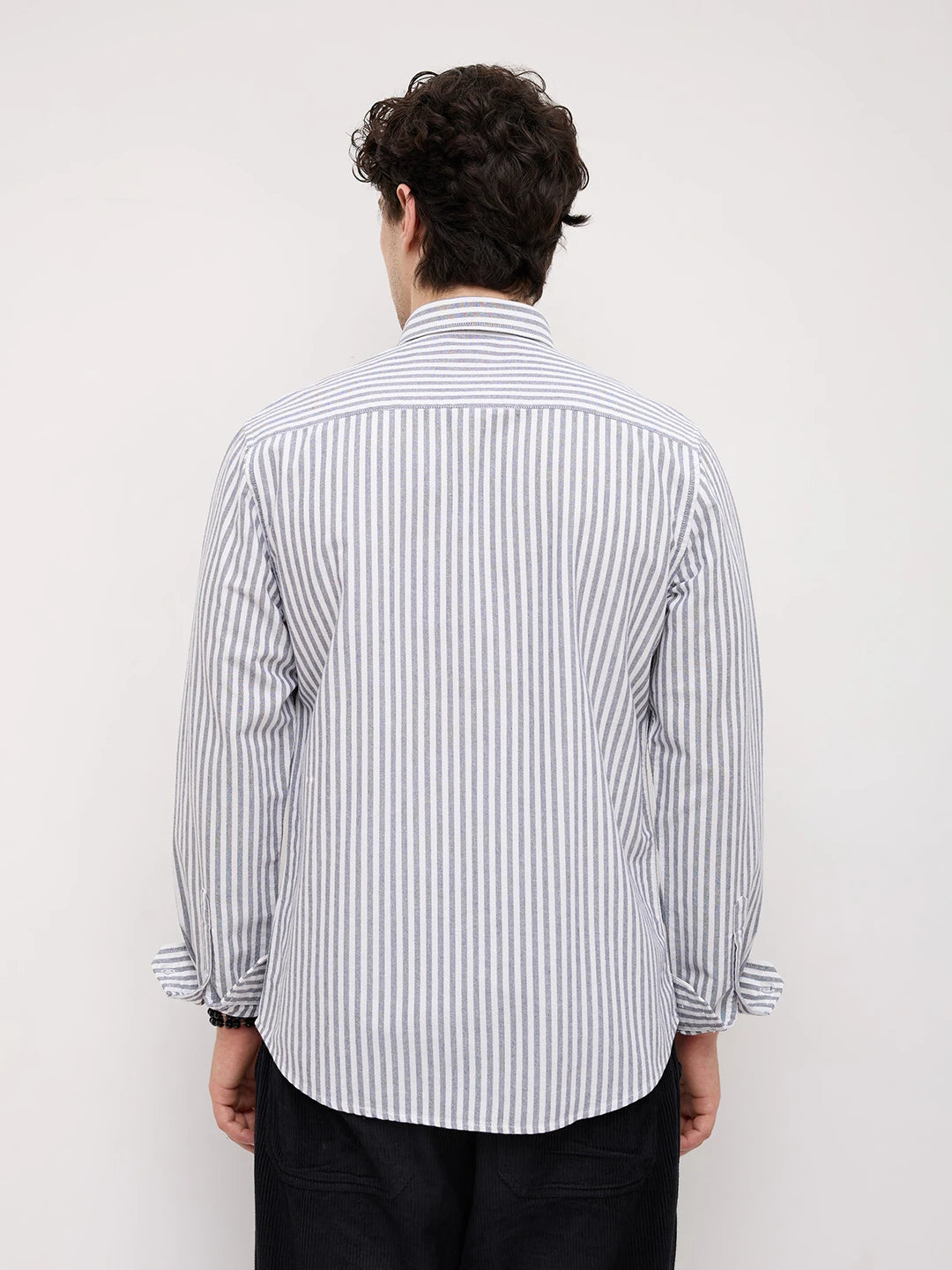 White & Navy Candy Striped Everyday Shirt