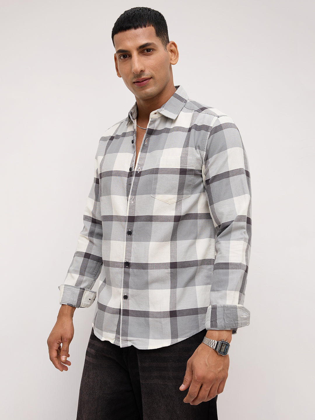 Moonmist Grey Statement Check Shirt