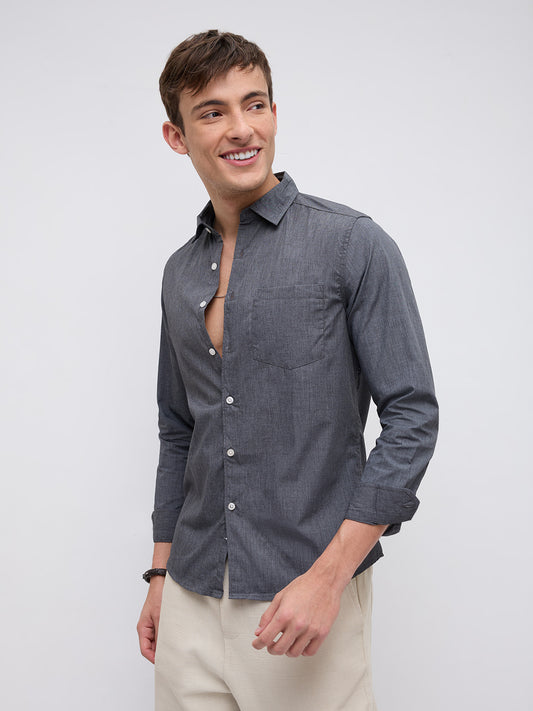Charcoal Grey Textured Everday Shirt