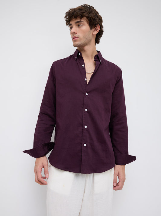 Matte Purple Button-Down Collar Business Shirt