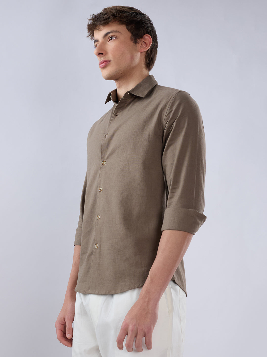 Solid Khaki Fine Weave Everyday Shirt