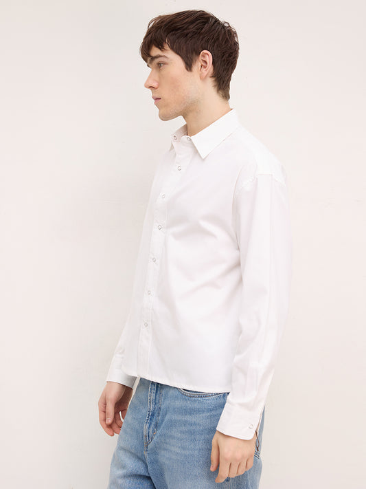 Luxe Arctic White Cord Crop Shirt