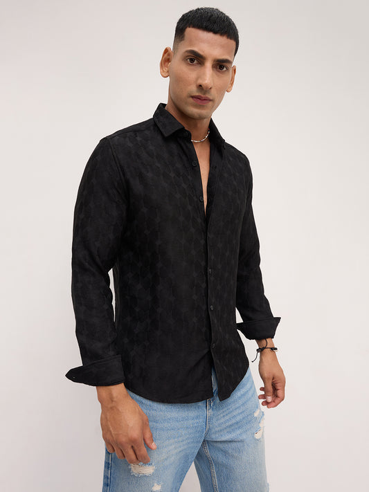 Classic Black Contour Weave Shirt