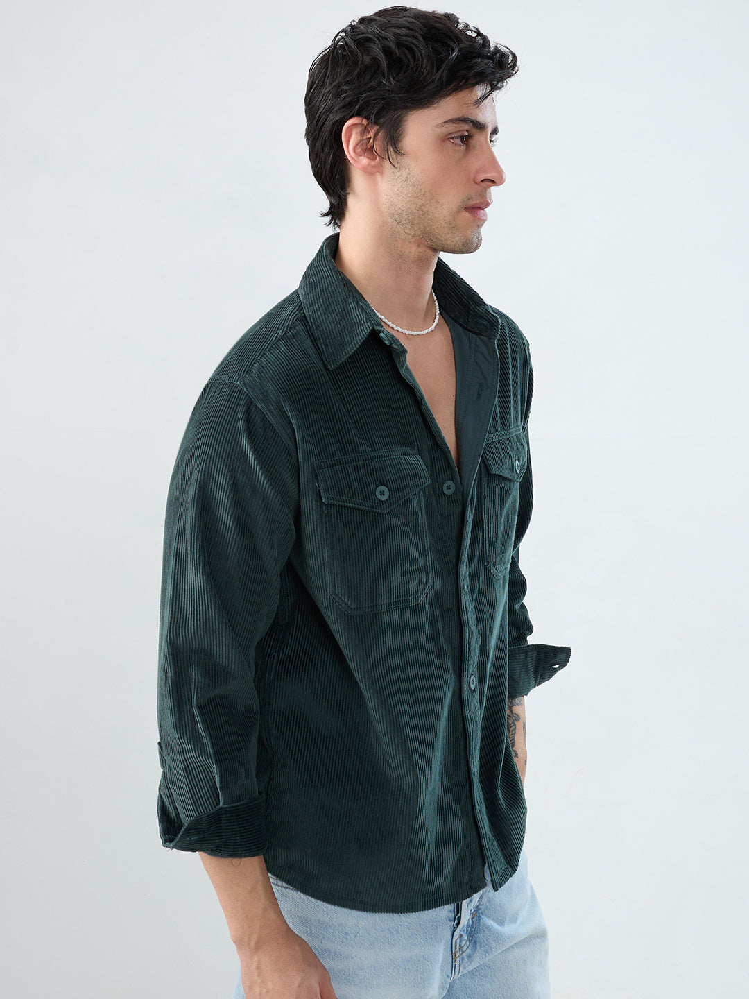 Sacremento Green Corduroy Double Pocket Shirt