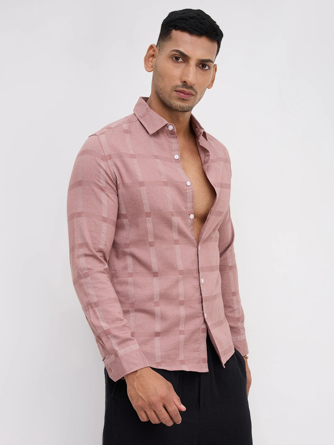 Distinctive Rosewood Dusk Peachy Pink Checks Shirt
