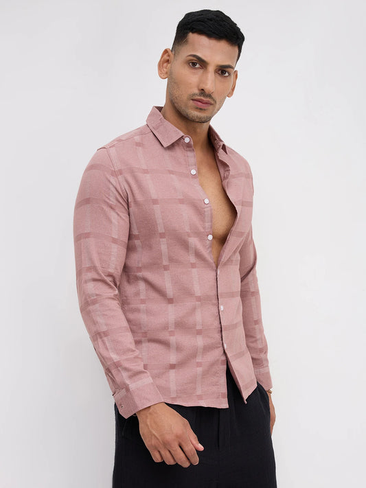 Distinctive Rosewood Dusk Peachy Pink Checks Shirt