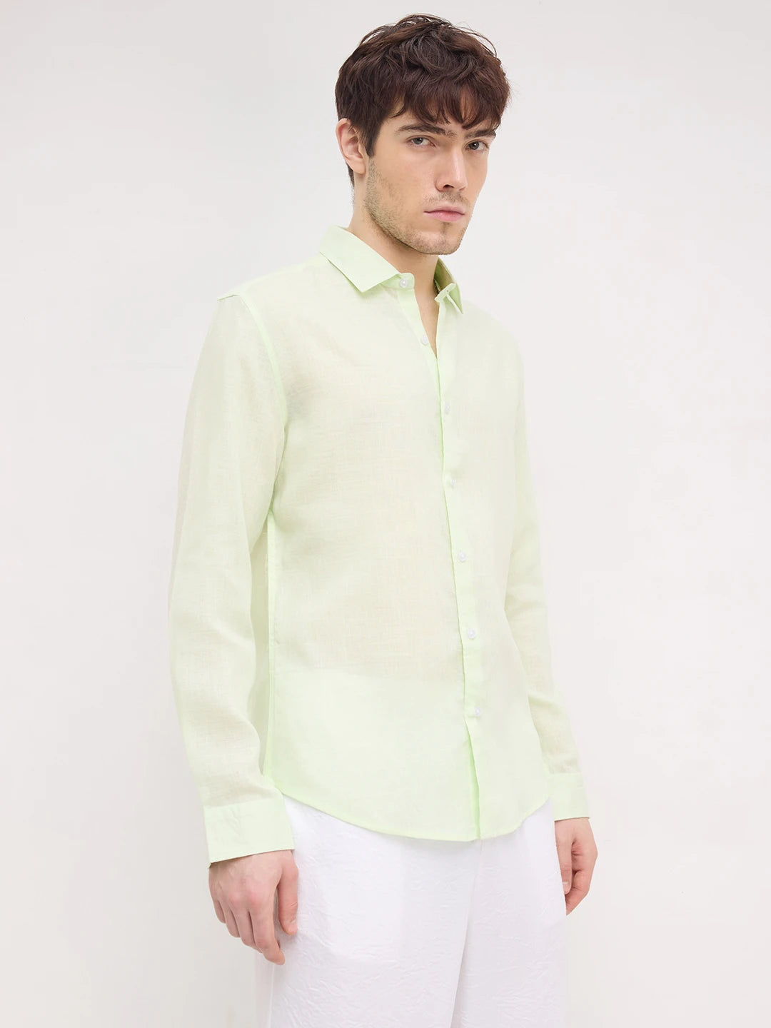 Sheer Pastel Tea Green Lyocell Shirt