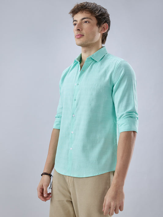 Iced Mint Green Fine Weave Textured Shirt