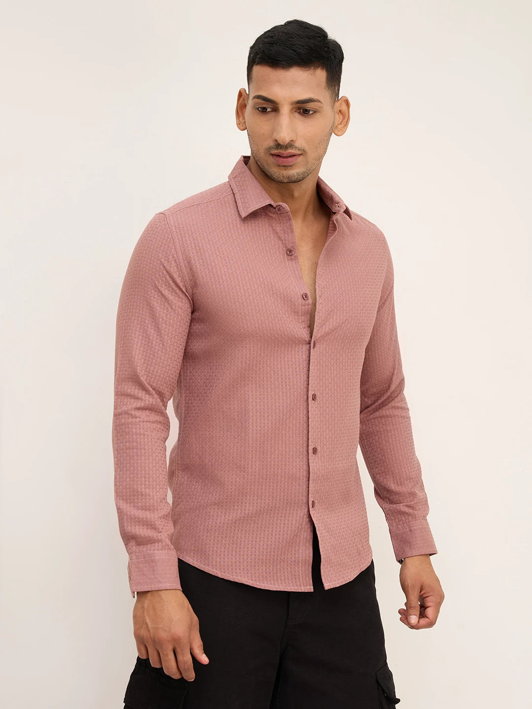 Rouge Pink Interlock Textured Shirt