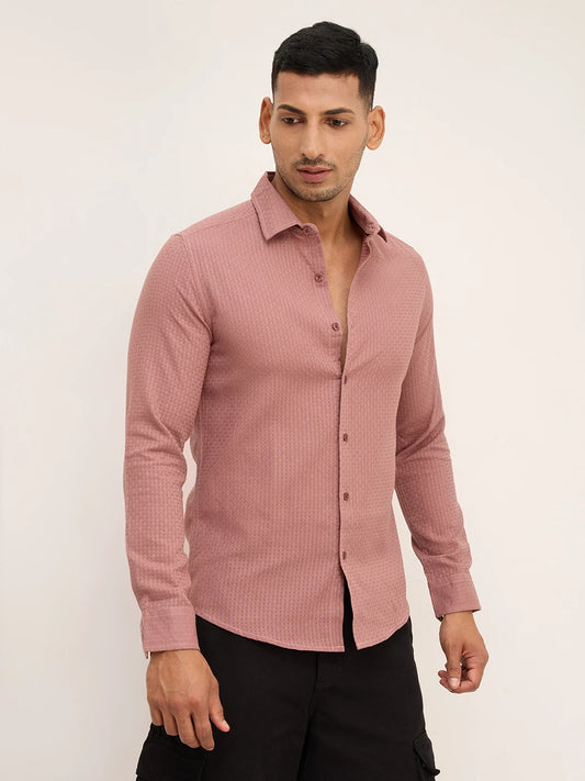 Rouge Pink Interlock Textured Shirt