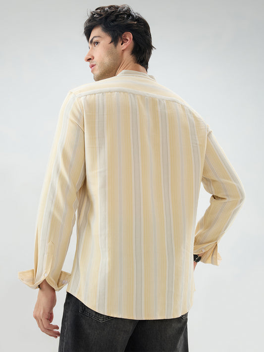 Sunwashed Sand Beige Multi-Stripe Kurta