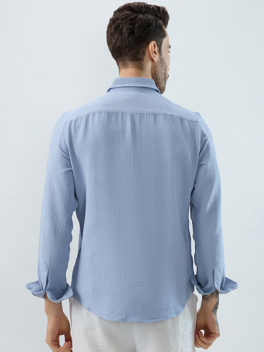 Powder Blue Wavy Weave Shirt
