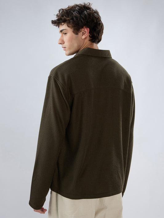 Mignonette Green Micro Weave Knitted Oversized Polo Shirt
