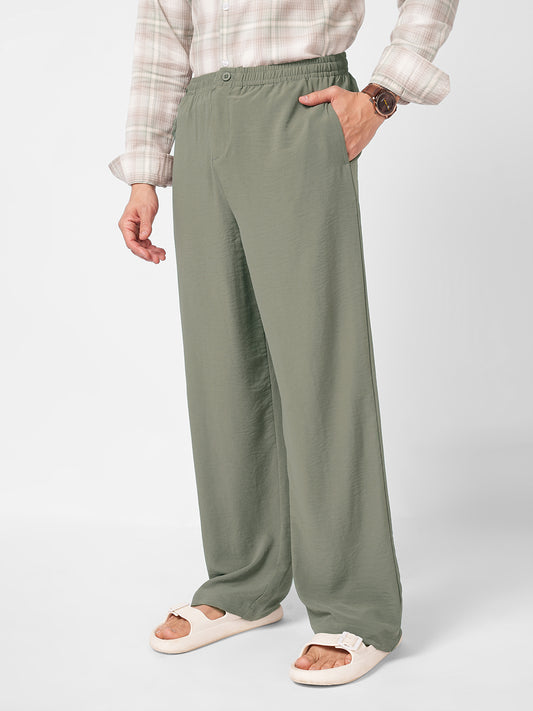 Squelchy Moss Green Wide Leg Trousers