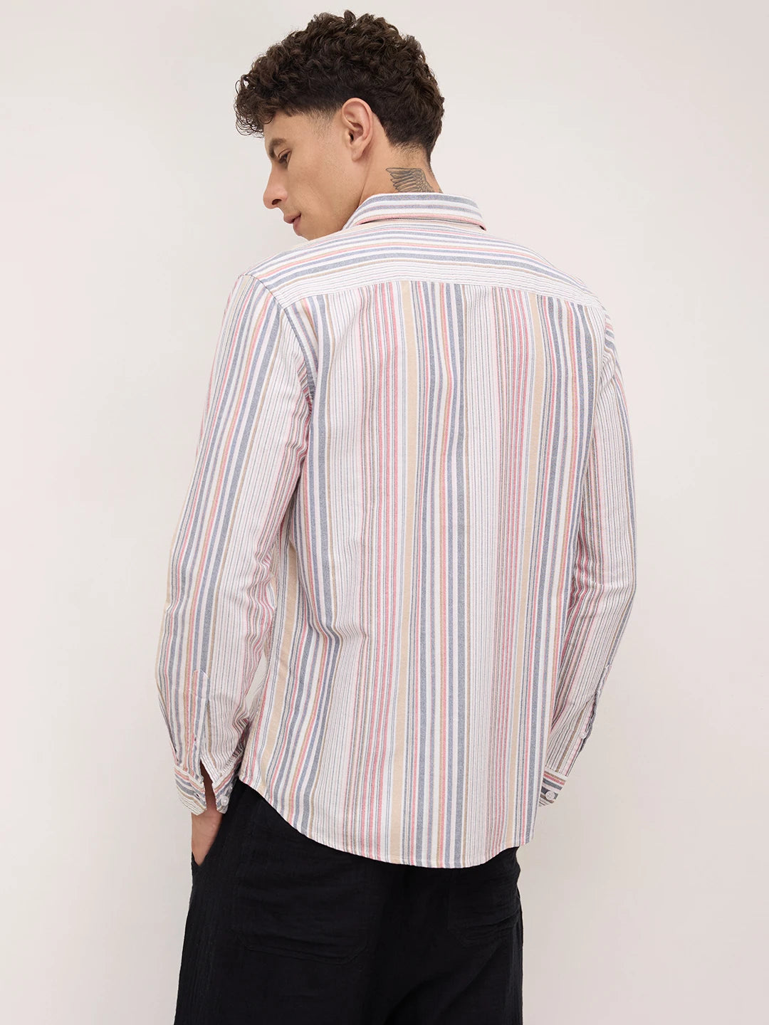 Classic Multicolor Vertical Striped Oxford Shirt