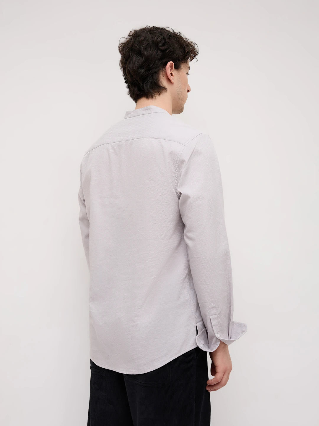 Grey Micro Basket Weave Kurta