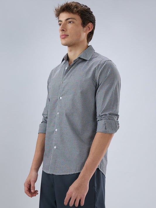 Monochrome Micro Gingham Checks Oxford Shirt