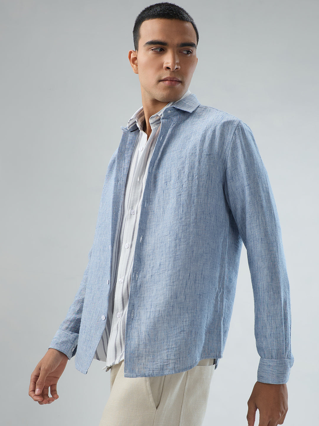 Elegant Solid Blue Shirt