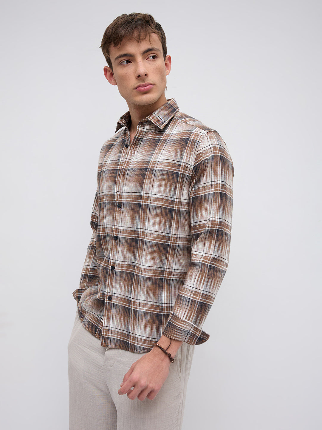Heritage Brown & Beige Plaid Checks Shirt