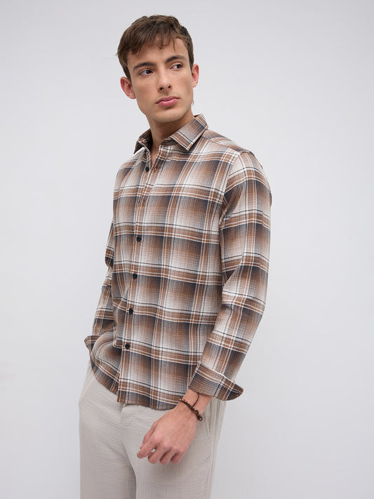 Heritage Brown & Beige Plaid Checks Shirt