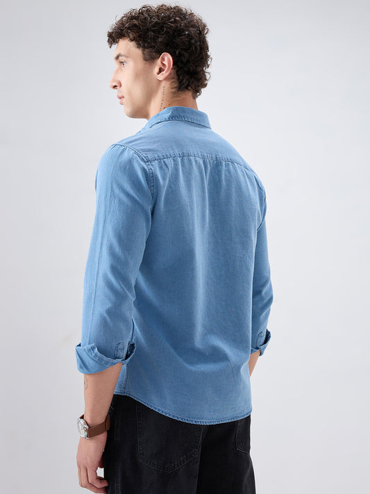 Exquisite Blue Denim Upscale Shirt