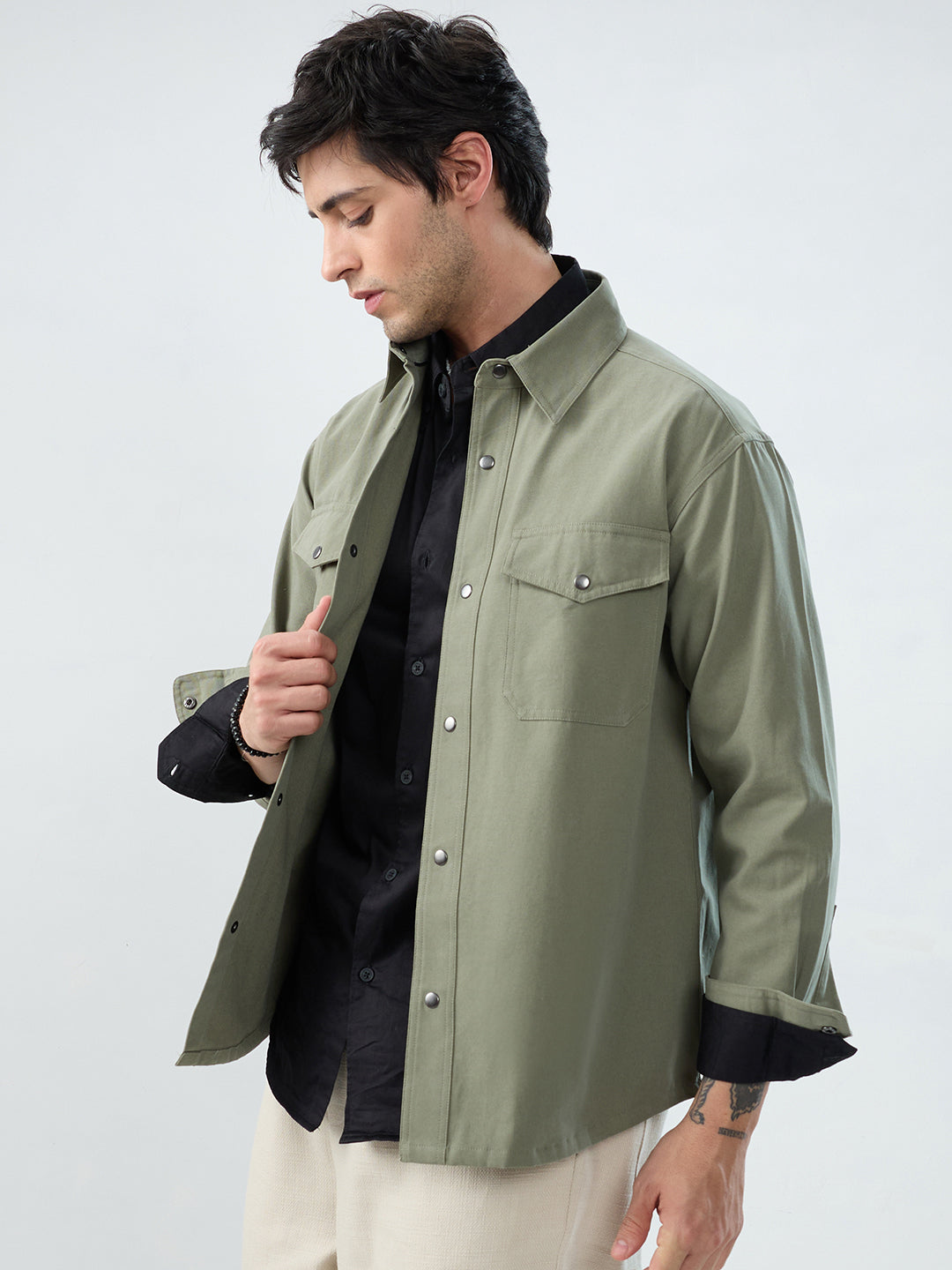 Timeless Olive Double Pocket Overshirt