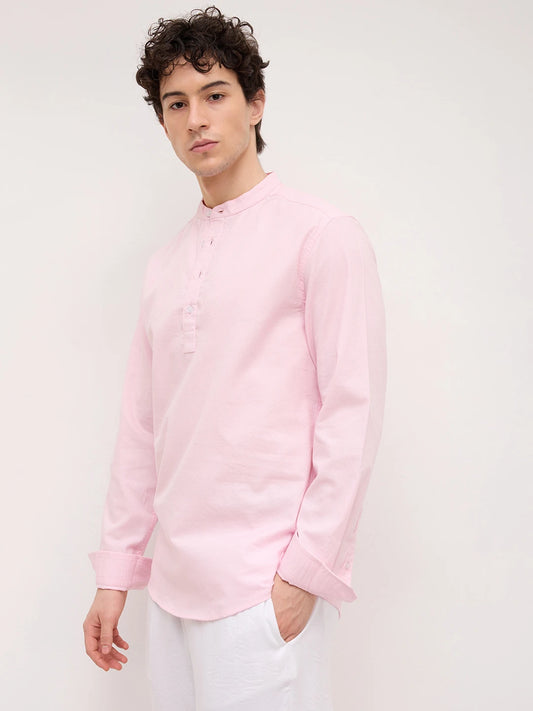 Soft Pink Micro Basket Weave Kurta