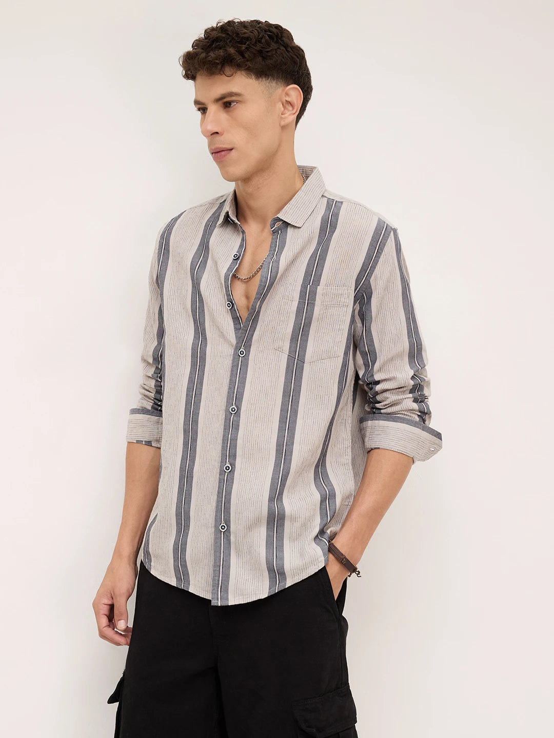 Grey Slateway Striped Shirt