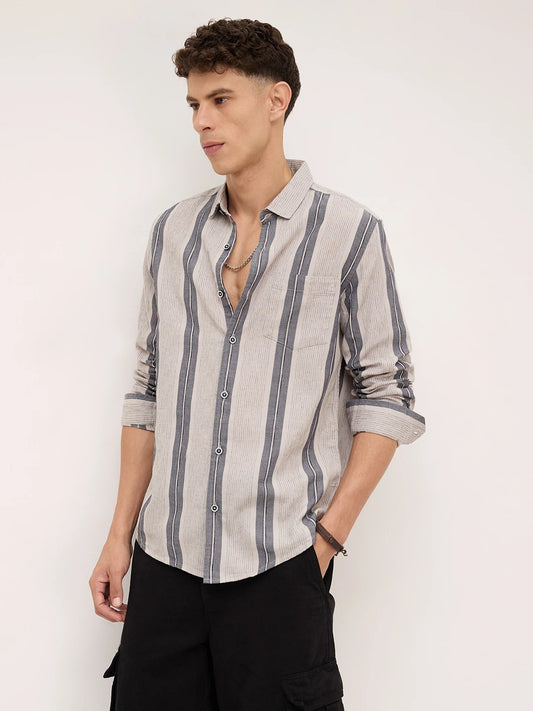 Grey Slateway Striped Shirt