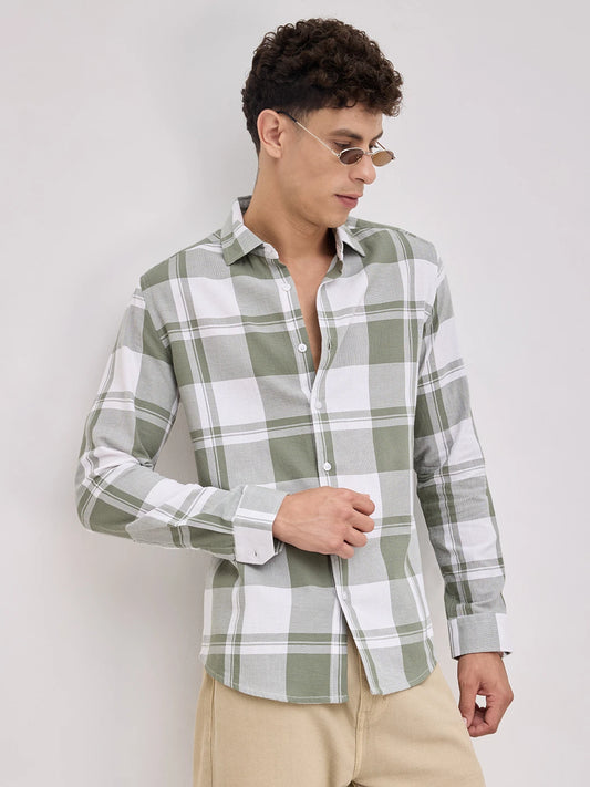 Classic Jade Green & White Plaid Checks Shirt