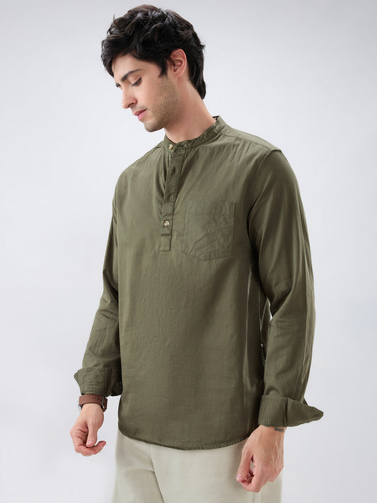 Elegant Olive Poplin Kurta