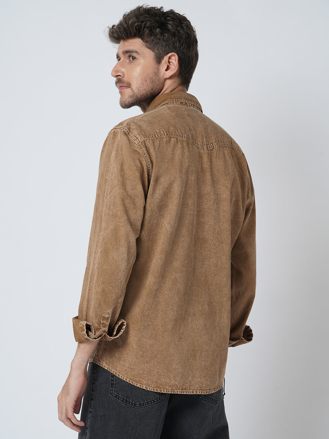 Rustic Bronze Acid Wash Double Pocket Shirt