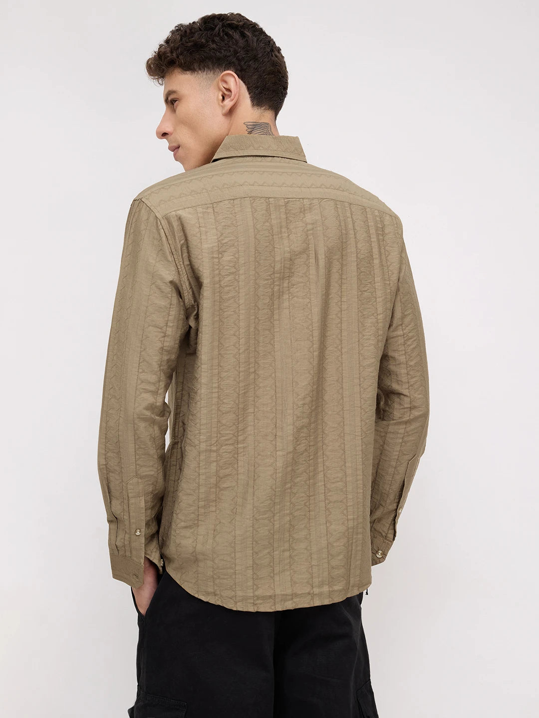 Olive Brown Dune Stripe Elegance Shirt