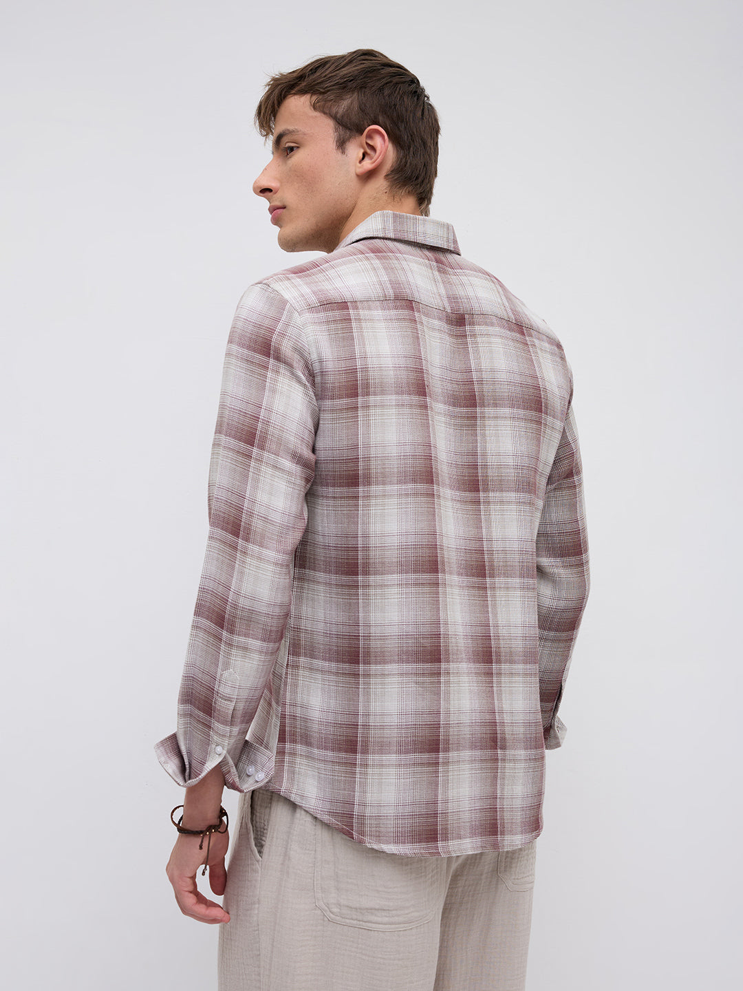 Dusty Brown Shadow Gradient Checks Shirt