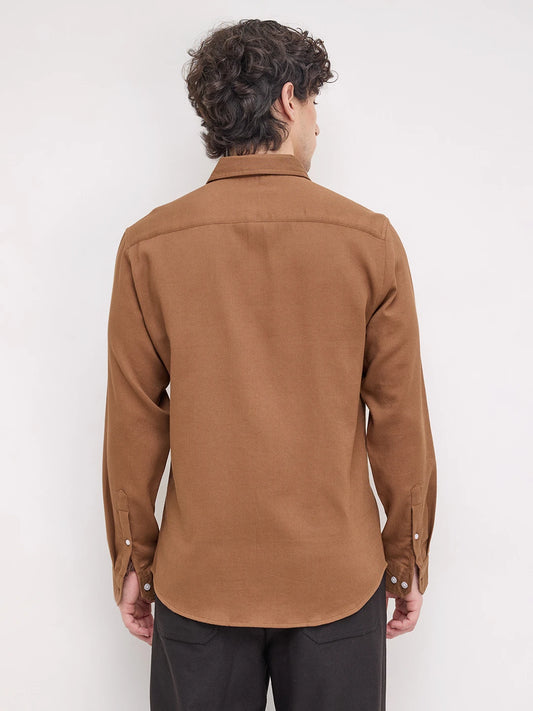 Elevated Russet Brown Honeycomb Weave Shirt