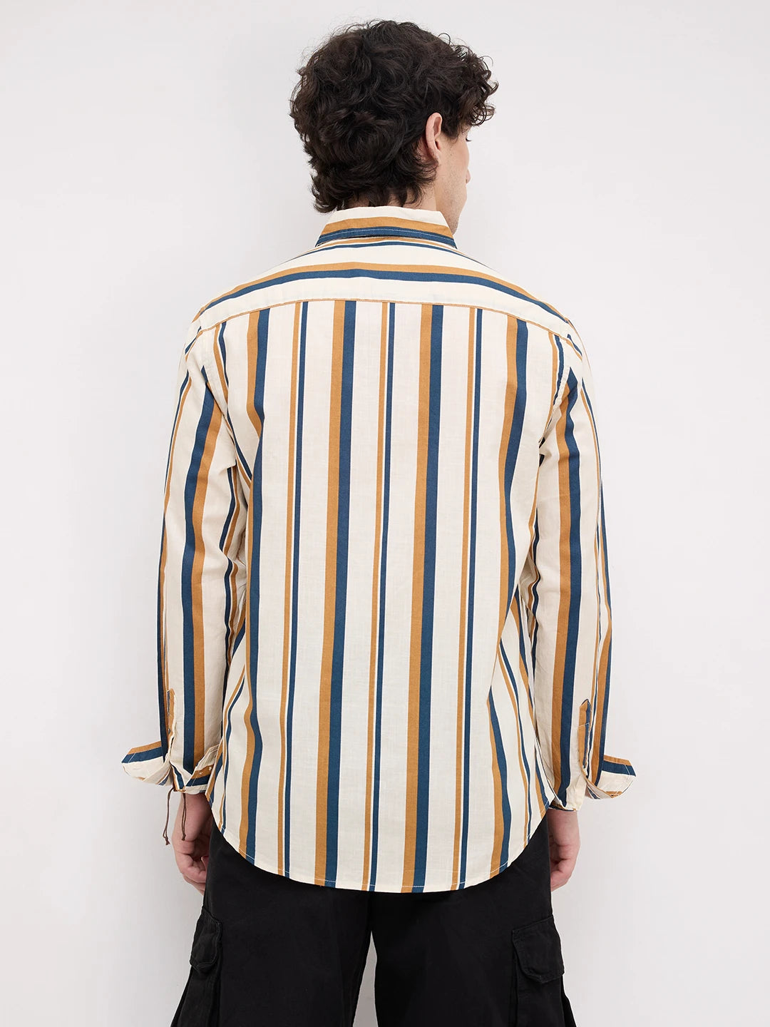Cream & Teal Awning Stripes Shirt