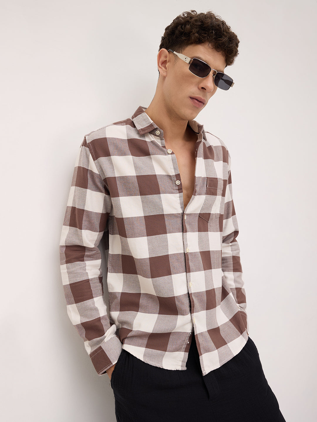 Brown & Ivory Box Checkered Shirt