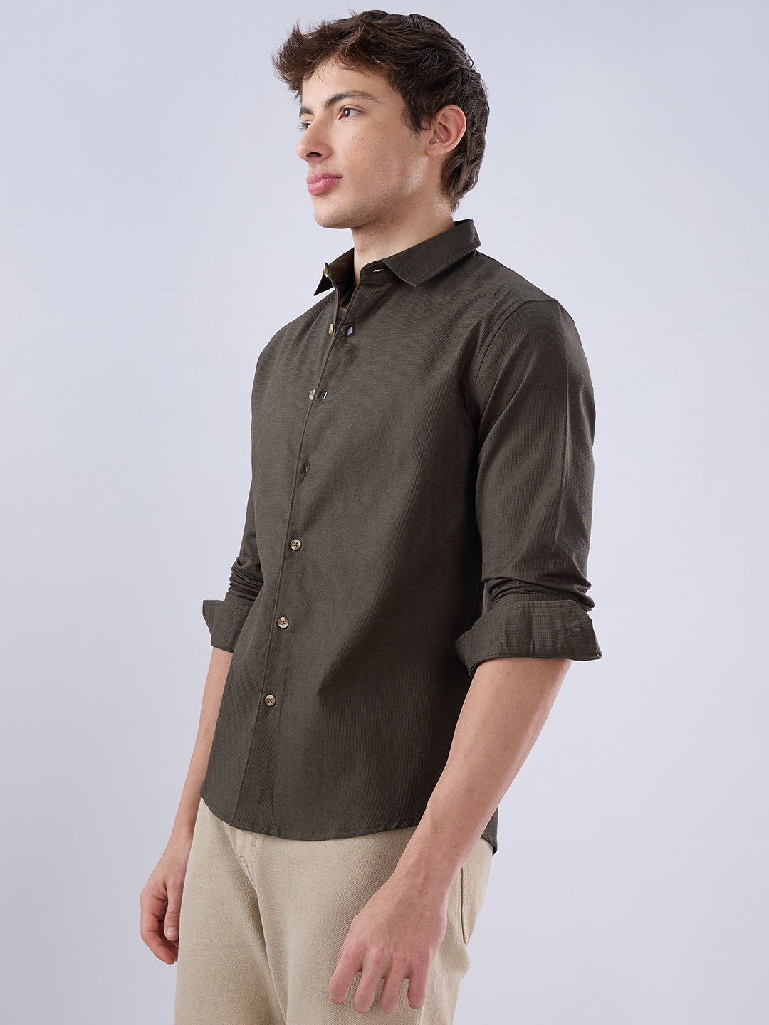 Deep Olive Refined Textured Shirt