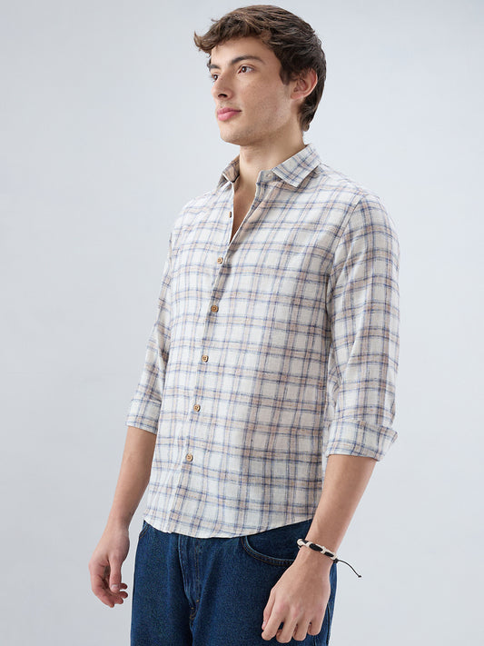 Coastal Beige & White Box Checks Shirt