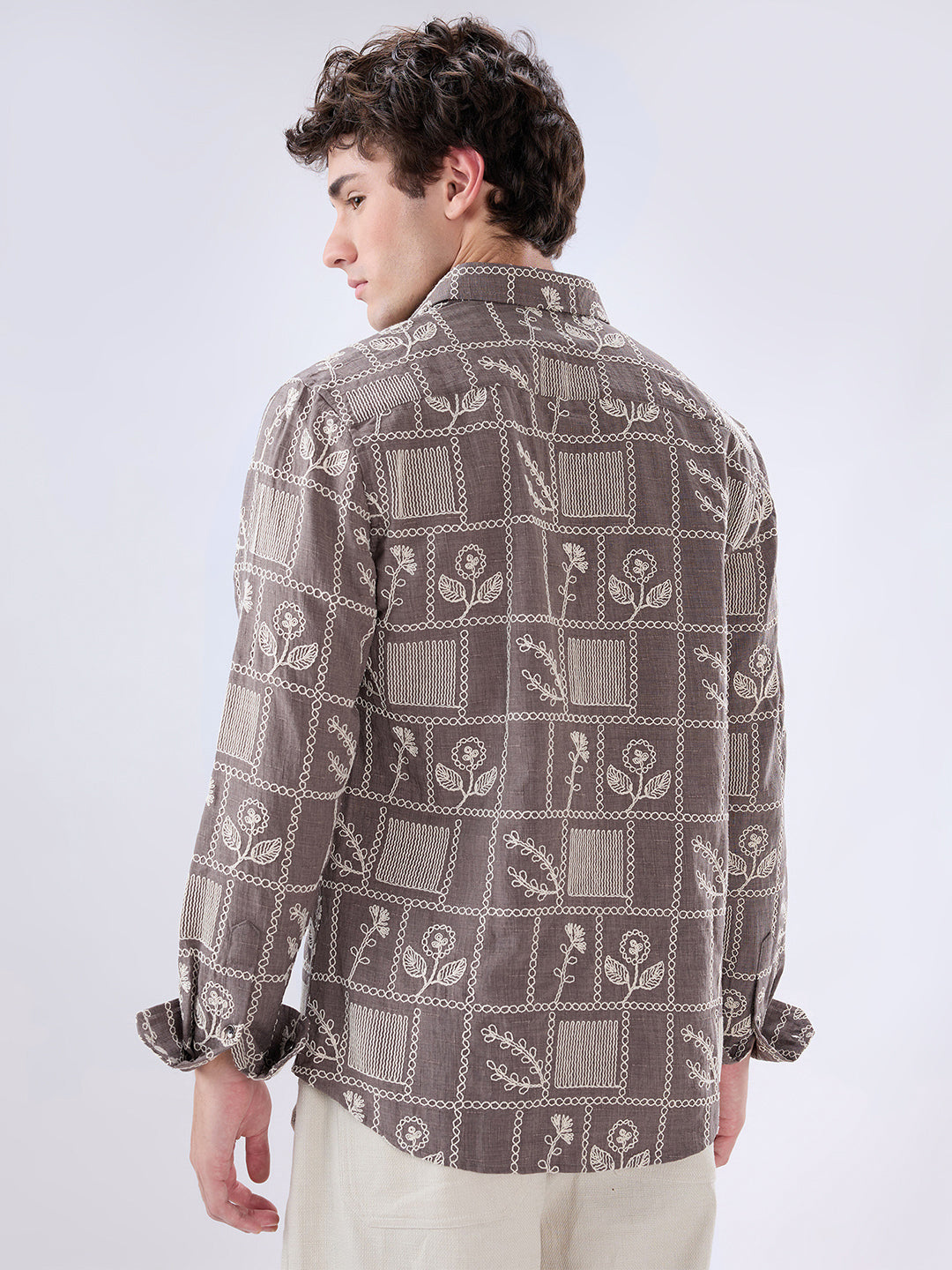 Muted Grey Artisan Embroidered Shirt