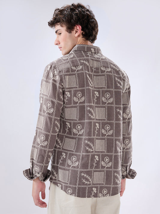 Muted Grey Artisan Embroidered Shirt