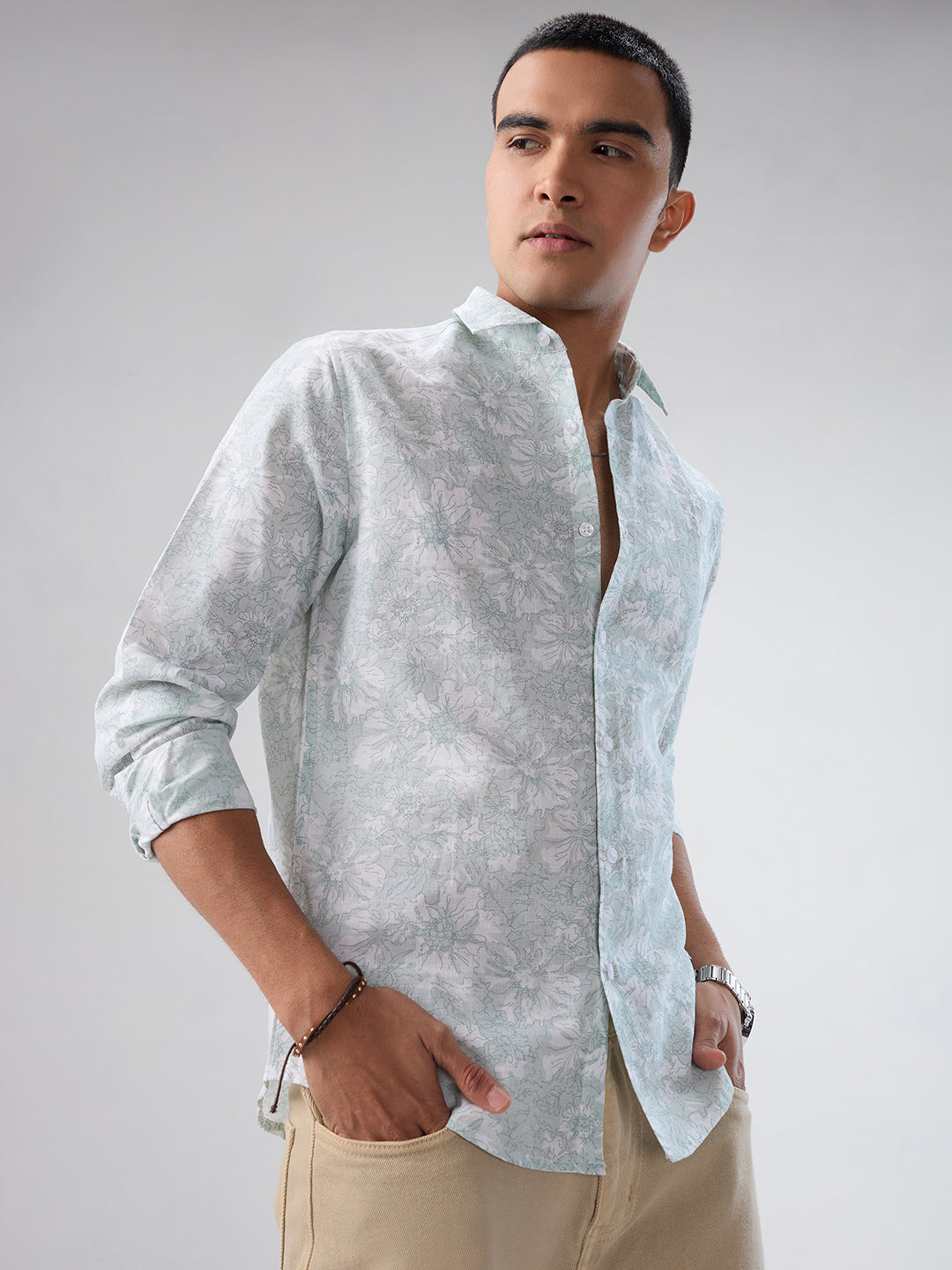 Pastel Green Floral Bloom Shirt
