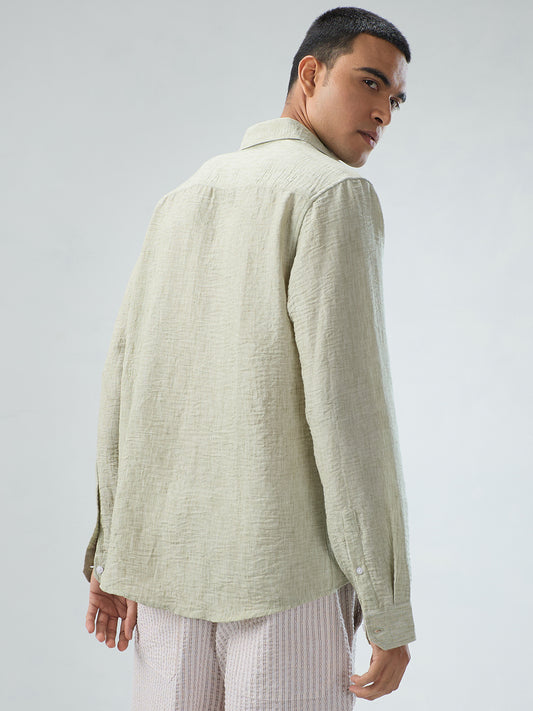 Tea Green Crinkled Textured Shirt