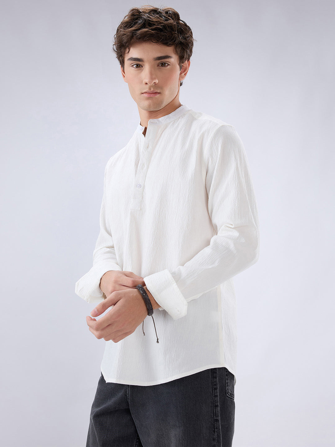 Classic Cloud White Textured Kurta