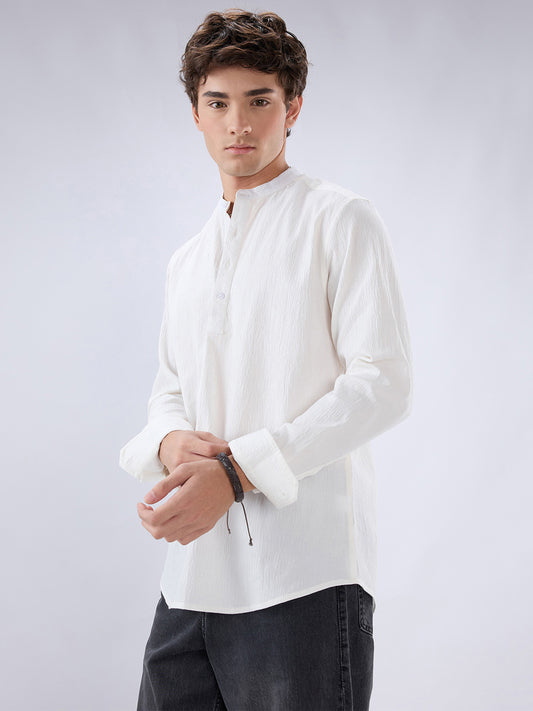 Classic Cloud White Textured Kurta